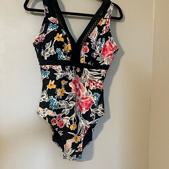 Sol Collective Bold Bloom Print One Piece Swimsuit Size 14 - Picture 4 of 9